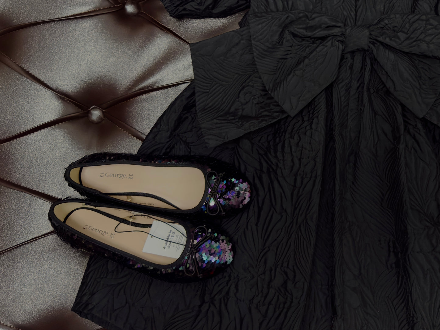 Mark &  Spencer Girls Black Bow Occasion Dress Set