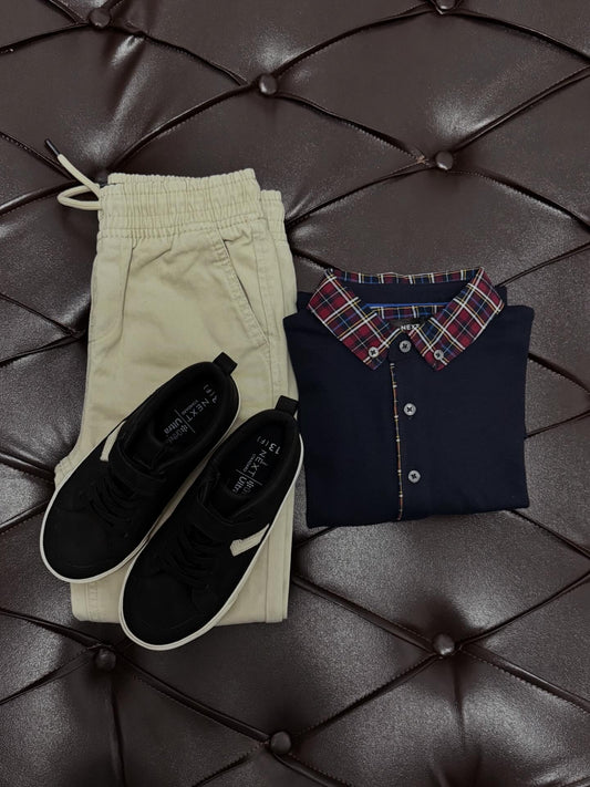 Next Plaid Collar Polo Set ( Next complete look)