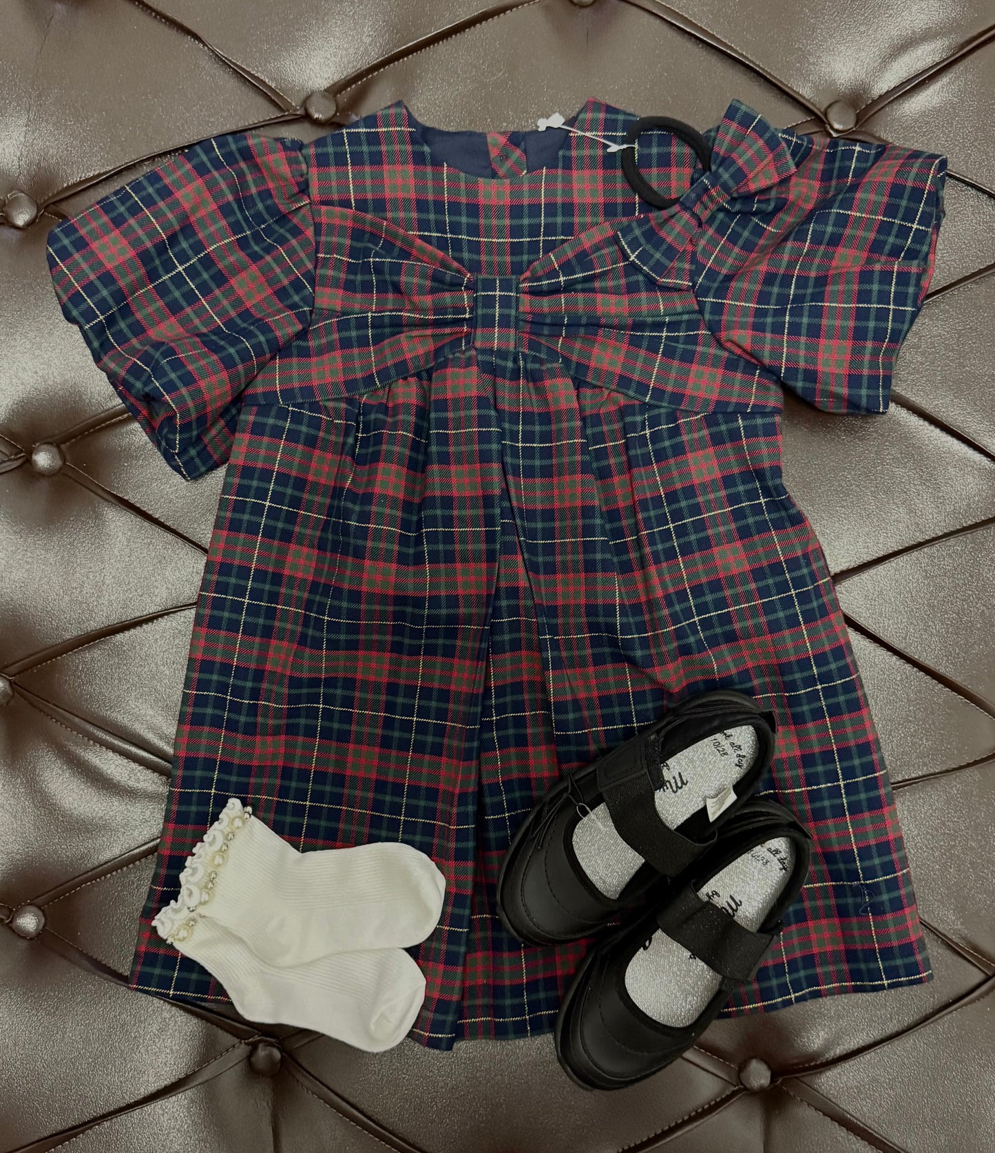 George Heritage Tartan Puff Sleeve Dress Set