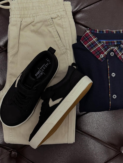 Next Plaid Collar Polo Set ( Next complete look)