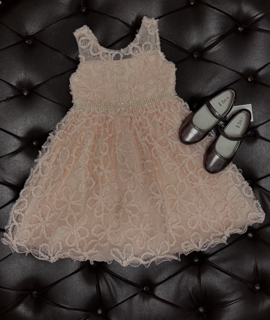 American princess Elegant Blush Floral Lace Event Dress Set