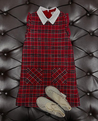 River Island Red Tartan Classic Collar Dress Set