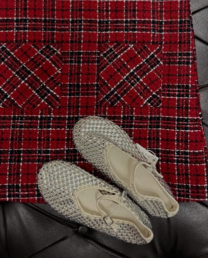 River Island Red Tartan Classic Collar Dress Set