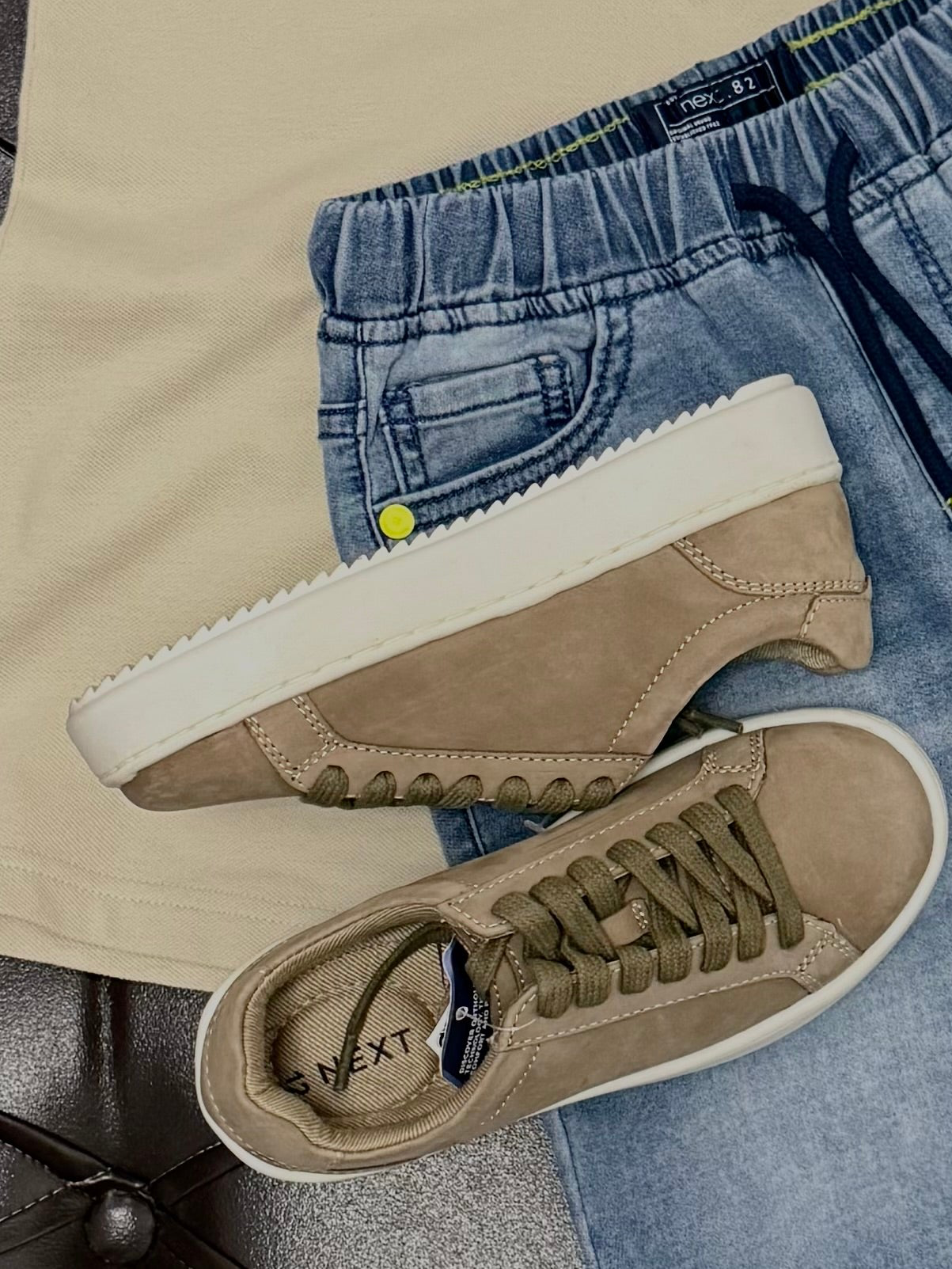 Next Beige Polo & Denim Short Set (Next complete look)