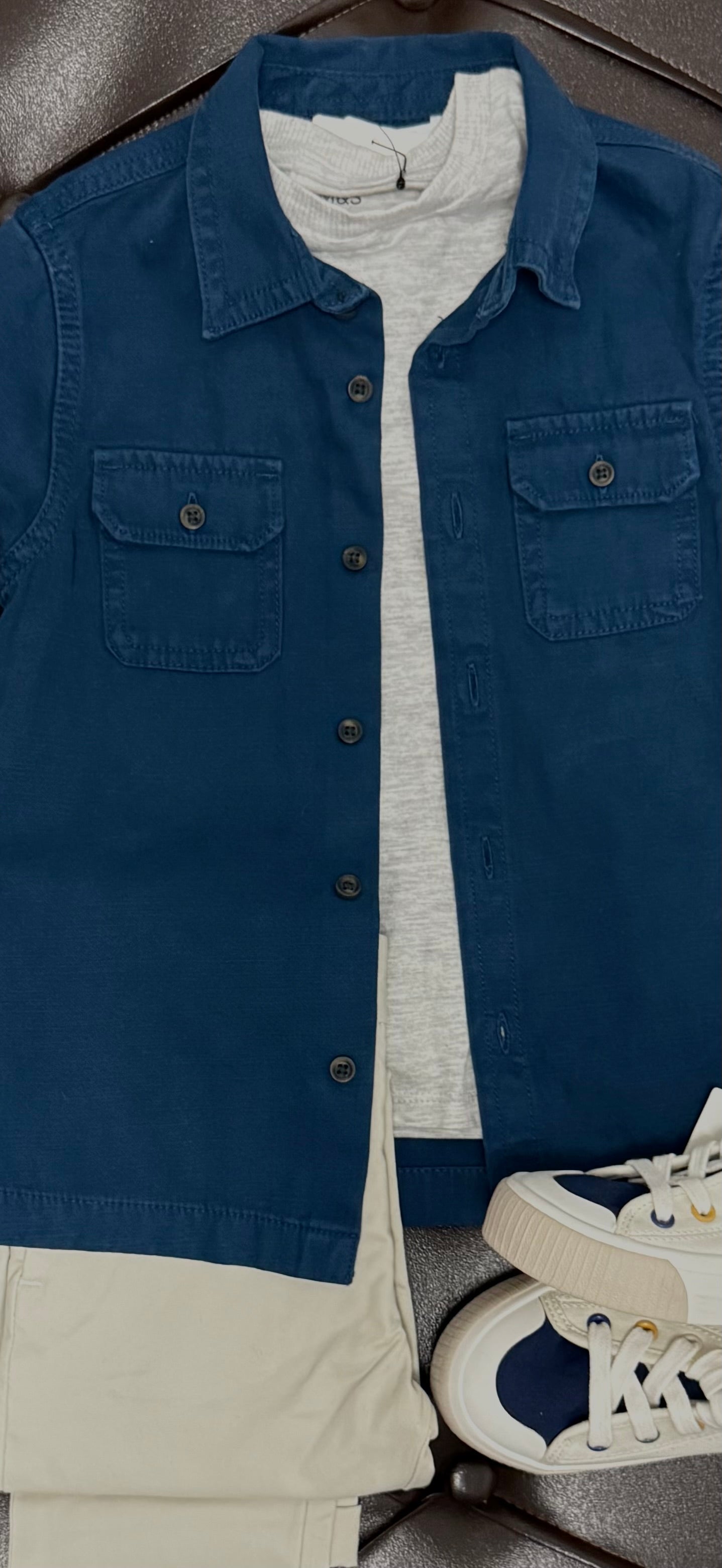 River island Navy Shirt Jacket Set