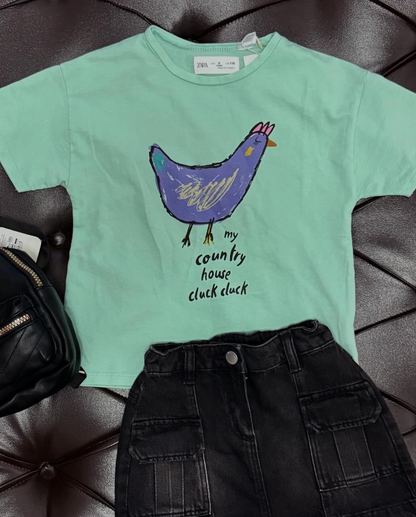 Zara Mint Farm Girl Denim Set