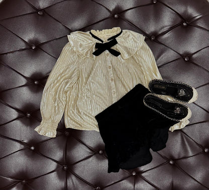 River island Velvet Bow Vintage Blouse Set (River island complete look)
