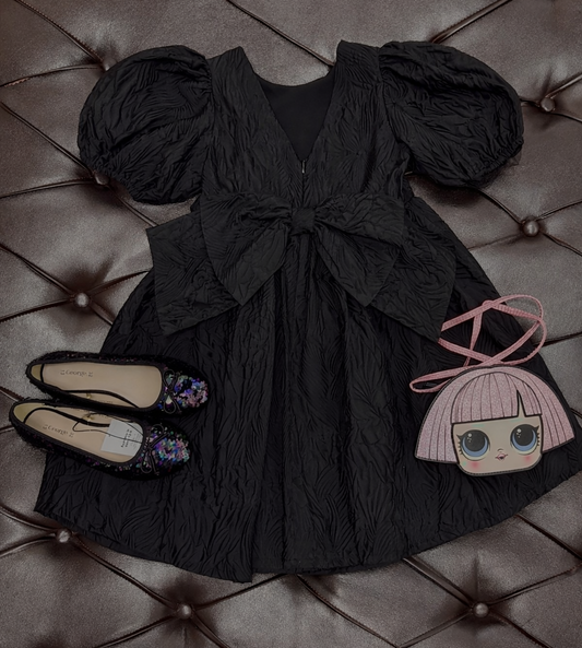 Mark &  Spencer Girls Black Bow Occasion Dress Set