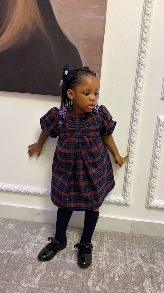 George Heritage Tartan Puff Sleeve Dress Set